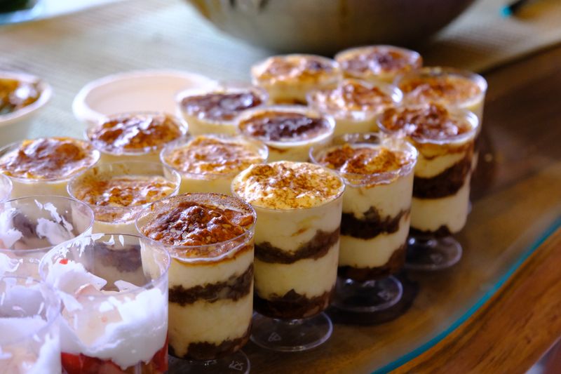 Warm tiramisu dessert with espresso and mascarpone
